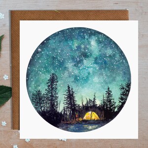 Camping bei Nacht Grußkarte