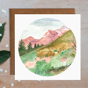 Cartão de felicitações com paisagens suíças