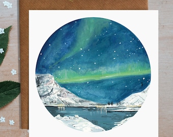 Greenland Northern Lights Greetings Card