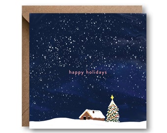 Happy Holidays Skies Christmas Card