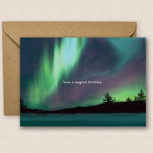 Magische Aurora Geburtstagskarte