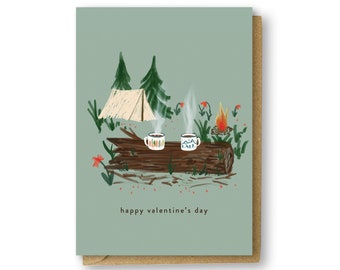 Carte de camping joyeuse Saint-Valentin