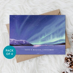 Magical Aurora Christmas Card Set - Pack of 4