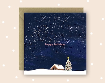 Happy Holidays Skies Christmas Card