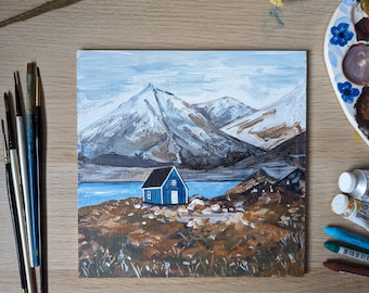 Blue Cabin Original Acrylic Painting