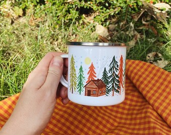 Woodcutters Cabin Enamel Mug