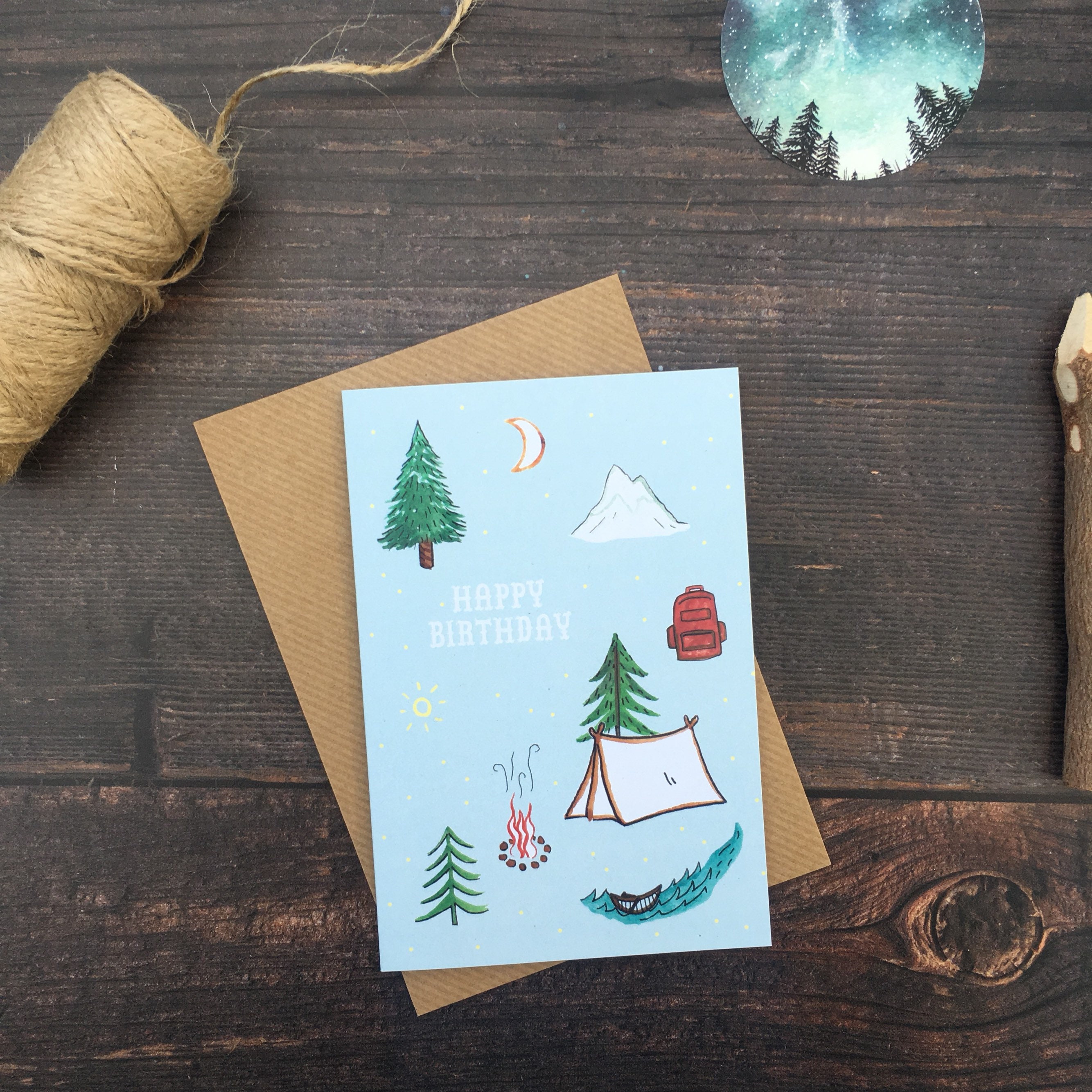 Happy Birthday Camping Card Etsy