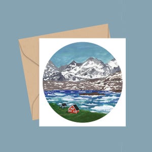 Cabin By The Mountains Greetings Card