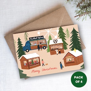 Tarjeta de mercado navideño - Paquete de 4