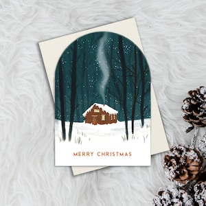 Snowglobe Cabin Christmas Card