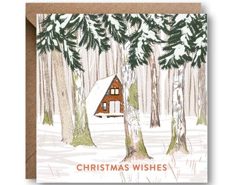 Cabin Wishes Christmas Card