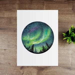 Northern Lights Giclée Watercolour Art Print image 1