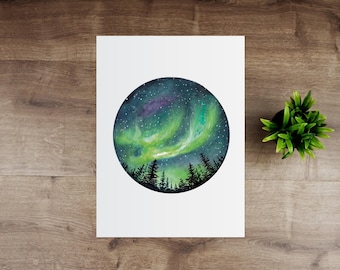 Northern Lights Giclée Watercolour Art Print