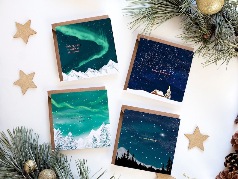 Starry Skies Christmas Card Set | Pack of 4