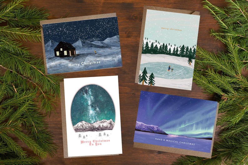 Mixed Scandi Christmas Card Set | Pack of 4 Designs image 1