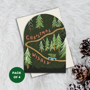 Lot de 4 - Carte Forêt Voeux de Noël
