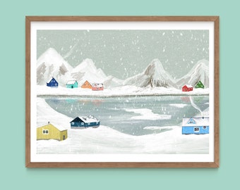 Snowy Greenland Art Print