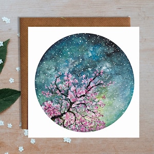 Cherry Blossom Blank Greetings Card