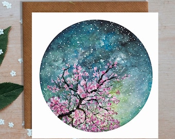 Cherry Blossom Blank Greetings Card