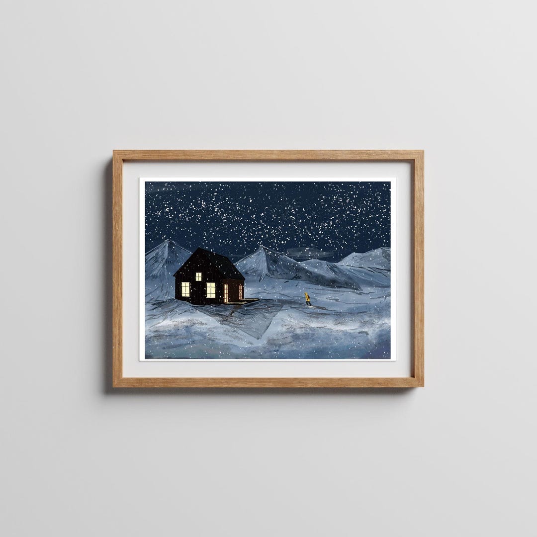 Snowy Cabin Art Print - Etsy