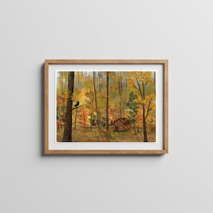Smoky Mountains Cabin Giclée Art Print: Autumn Landscape