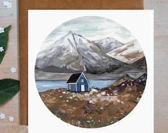 Blue Cabin Illustrated Card