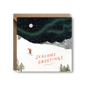 Kerstkaart voor skivakantie
