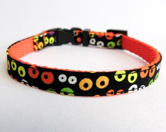 Glow in the Dark Halloween Cat Collar, Breakaway Safety Buckle, Googly Eyes