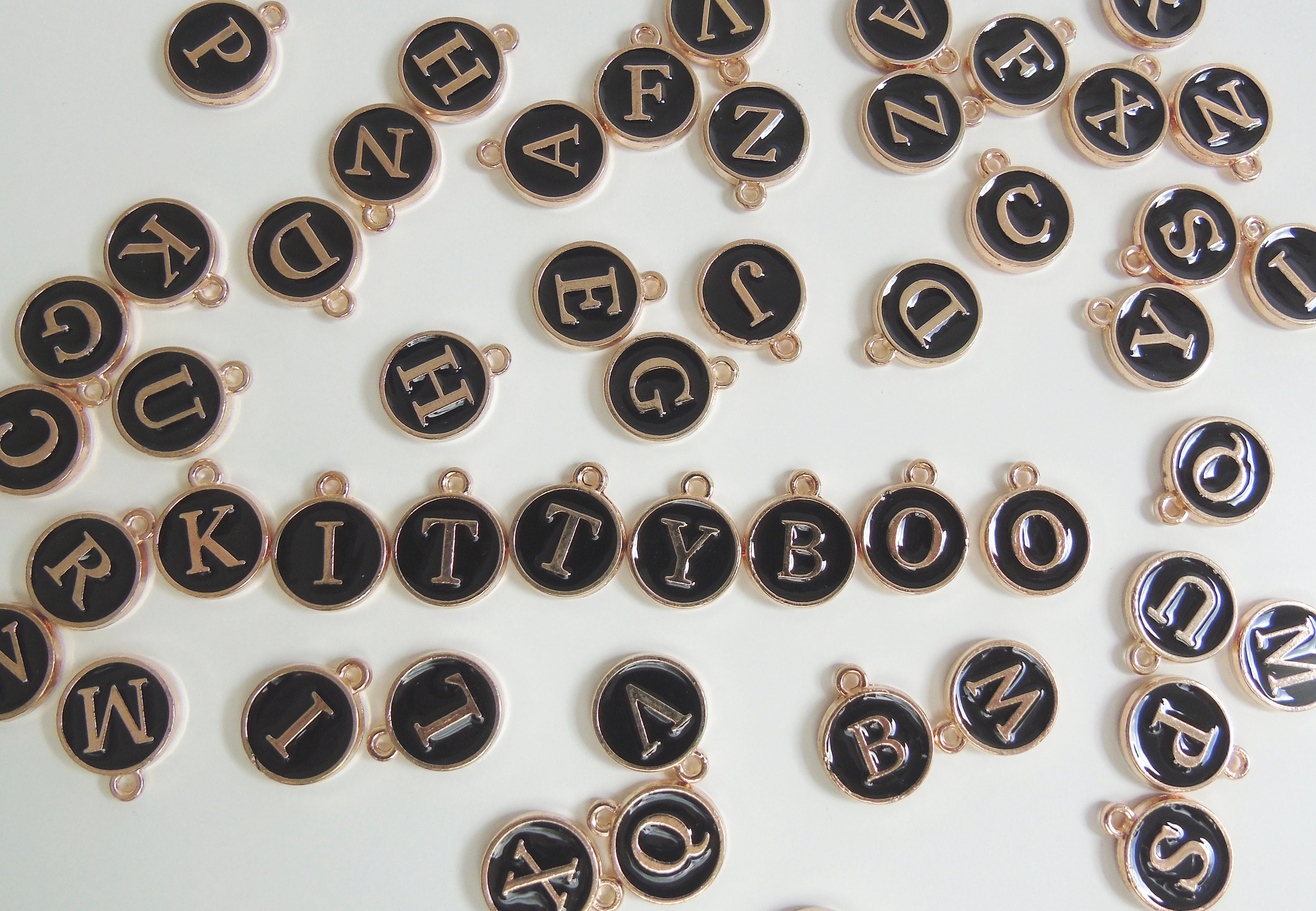 Gold Alphabet Letter Charms, 16mm, Complete A-Z Set, Name Initial Pendants,  Make Your Own Necklace, Jewelry Making Add On, Gift for Her UK 