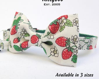 Collar para gatos con lazo de fresa dulce, collar para gatitos, collar para gatos con forma de fruta bonita, collar de seguridad de liberación rápida, collar con lazo para gatos,