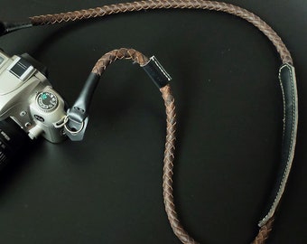 Camera Neck Strap Weaving Rope Leather 100% Handstitcing & Made with love  Retro Brown color