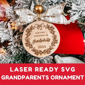Archivo digital SVG de la primera Navidad como abuelos / Adorno navideño escrito a mano en SVG / Regalo para nuevos abuelos