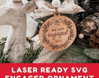 Engaged Ornament SVG | Couple Christmas SVG | Custom Ornament SVG for Newly Engaged Digital File