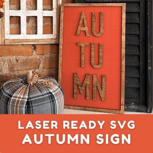 Fall Laser SVG Sign Autumn with Frame SVG Digital File Laser Ready