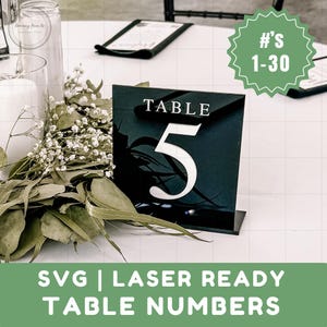 Modern Table Numbers Wedding Decor Square with Stand 1- SVG Laser Ready Digital File