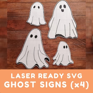 Fall Laser SVG Halloween 4 Vintage Inspired Ghost Set SVG Digital File Laser Ready