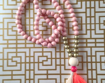 BOHO NECKLACE "rose glitter"
