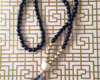 BOHO NECKLACE "Black glitter"