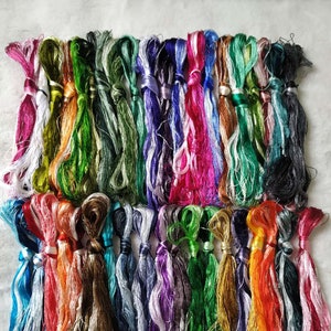 Silk thread sets | 200 colors hand-dyed | hand dyed silk thread packs | natural mulberry silk skeins | embroidery threads for embroidery