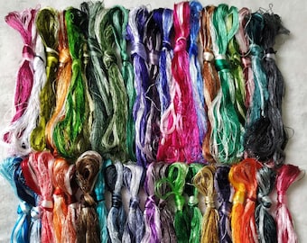 Juegos de hilos de seda / 200 colores teñidos a mano / paquetes de hilos de seda teñidos a mano / madejas de seda de morera natural / hilos de bordado para bordar