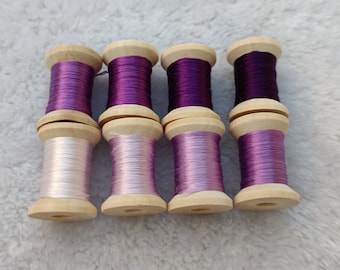 Chinese Silk thread purple 8 spools natural mulberry silk embroidery threads for hand embroidery cross stitch needlepoint reeled silk #S95T