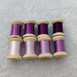 Chinese Silk thread purple 8 spools natural mulberry silk embroidery threads for hand embroidery cross stitch needlepoint reeled silk #S95T