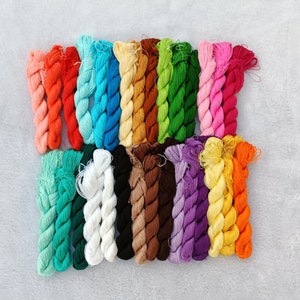30 skeins assorted colors hand-dyed 100% natural mulberry silk embroidery threads silk embroidery floss hand embroidery chan-hua#G30