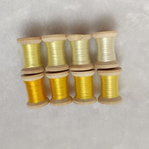 Silk thread yellow 8 spools natural mulberry silk embroidery threads for hand embroidery cross stitch needlepoint reeled silk #S75T