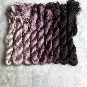 9 skeins hand-dyed 100% natural mulberry silk embroidery floss threads for hand embroidery pure genuine silk hand embroidery silk #74