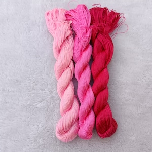 Silk thread pink 3 skeins natural mulberry silk embroidery threads silk embroidery floss hand embroidery chan-hua#1063