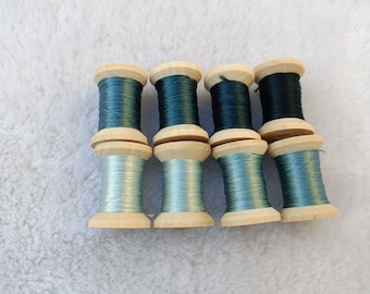 8 spools hand-dyed 100% natural mulberry silk embroidery threads for hand embroidery cross stitch needlepoint #S13T