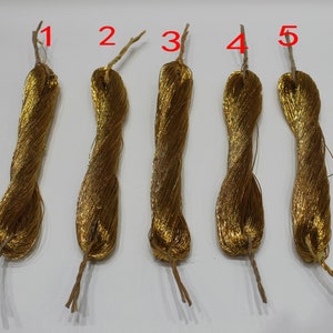 5 skeins  gold golden metallic thread for Hand Embroidery
