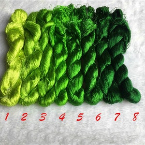 Embroidery Floss | 8 skeins hand-dyed 100% natural mulberry silk embroidery floss threads for hand embroidery pure silk #01