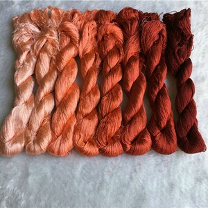 8 skeins hand-dyed 100% natural mulberry silk embroidery floss threads for hand embroidery pure silk genuine silk hand embroidery silk #33